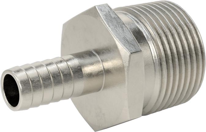 Gıda ve İçecek için Paslanmaz Çelik Dikenli Boru Bağlantı Parçası, 3/8" Boru İç Çapı x 3/4 NPT Erkek için Düz Adaptör