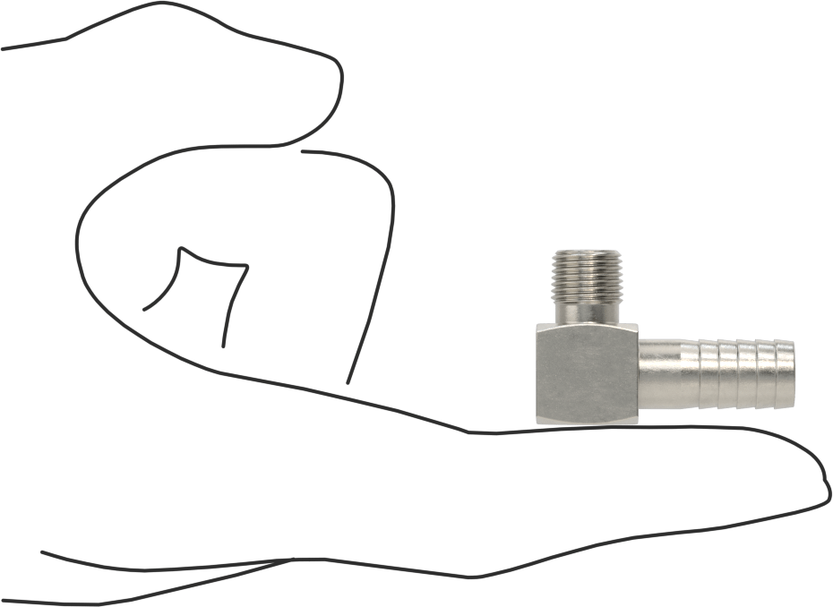 Gıda ve İçecek için Paslanmaz Çelik Dikenli Boru Bağlantı Parçası, 3/8" Boru İç Çapı için 90 Derece Dirsek Adaptörü, 1/8 NPT Erkek