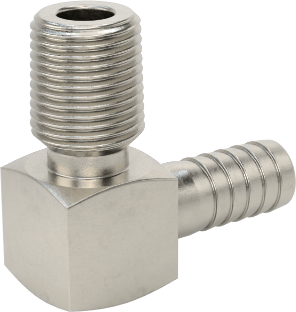 Gıda ve İçecek için Paslanmaz Çelik Dikenli Boru Bağlantı Parçası, 3/8" Boru İç Çapı için 90 Derece Dirsek Adaptörü, 1/4 NPT Erkek