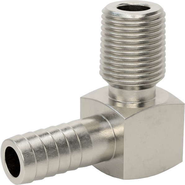 Gıda ve İçecek için Paslanmaz Çelik Dikenli Boru Bağlantı Parçası, 3/8" Boru İç Çapı için 90 Derece Dirsek Adaptörü, 1/4 NPT Erkek