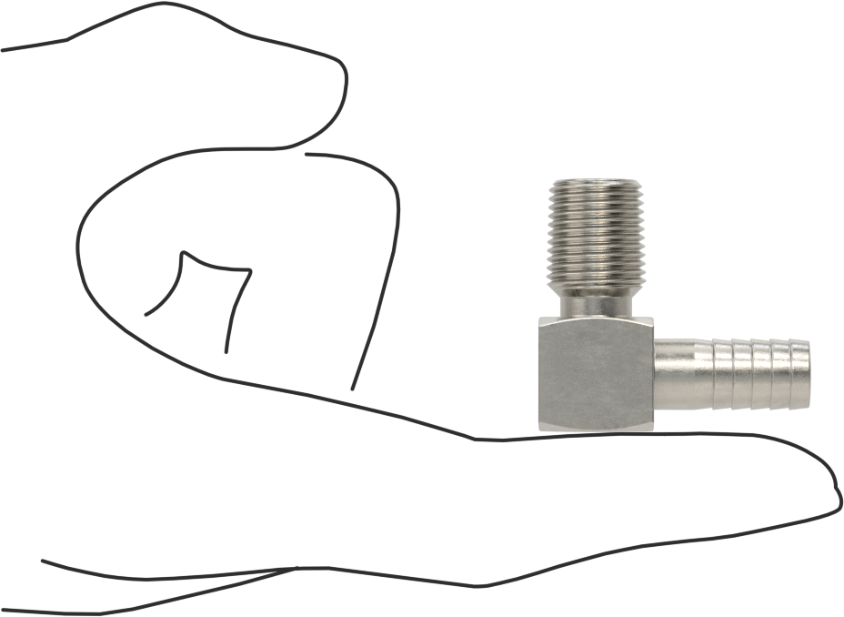 Gıda ve İçecek için Paslanmaz Çelik Dikenli Boru Bağlantı Parçası, 3/8" Boru İç Çapı için 90 Derece Dirsek Adaptörü, 1/4 NPT Erkek