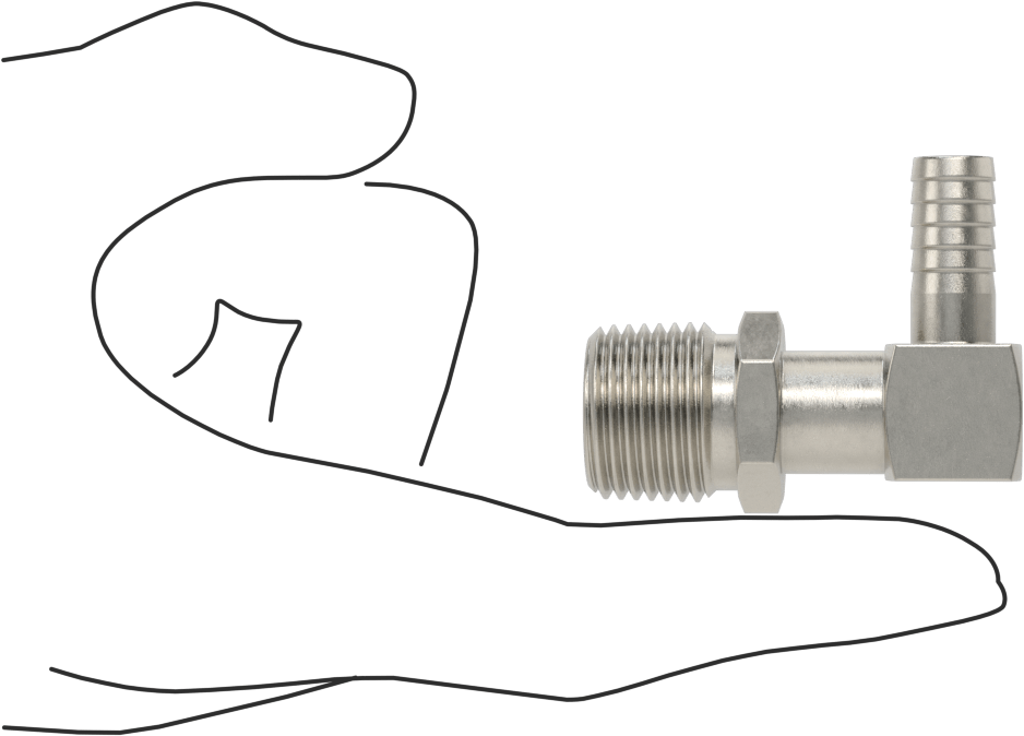 Gıda ve İçecek için Paslanmaz Çelik Dikenli Boru Bağlantı Parçası, 1/4" İç Çaplı Boru için 90 Derece Dirsek Adaptörü, 1/2 NPT Erkek