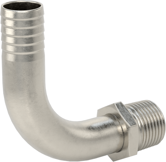 Gıda ve İçecek için Paslanmaz Çelik Dikenli Boru Bağlantı Parçası, 90 Derece Kavisli Dirsek, 1/2" Boru İç Çapı için, 3/8 NPT Erkek