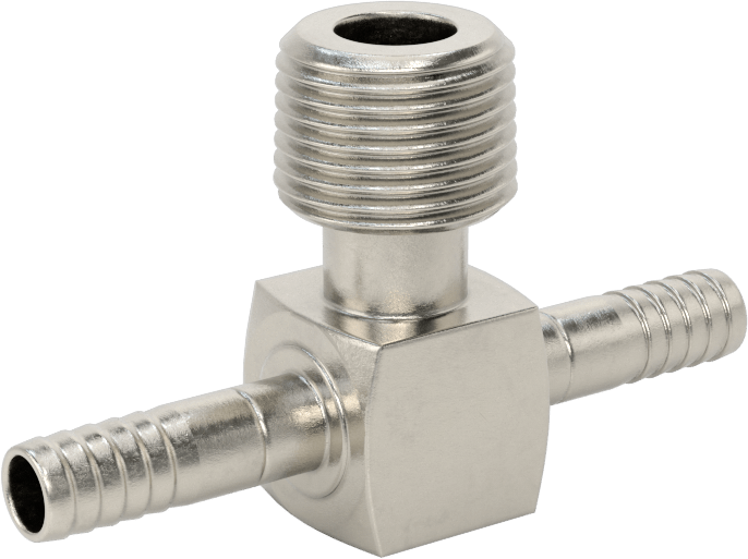 Gıda ve İçecek için Paslanmaz Çelik Dikenli Boru Bağlantı Parçası, 1/4" İç Çaplı Boru x 3/8 NPT Erkek için Hat Üstü T Adaptörü