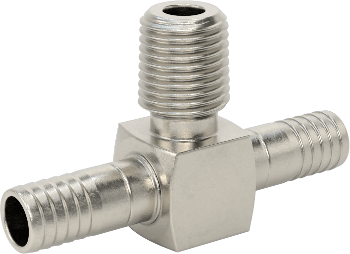 Gıda ve İçecek için Paslanmaz Çelik Dikenli Boru Bağlantı Parçası, 3/8" İç Çaplı Boru x 1/4 NPT Erkek için Hat Üstü T Adaptörü