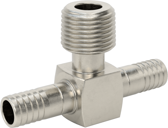 Gıda ve İçecek için Paslanmaz Çelik Dikenli Boru Bağlantı Parçası, 3/8" Boru İç Çapı x 3/8 NPT Erkek için Hat Üstü T Adaptörü
