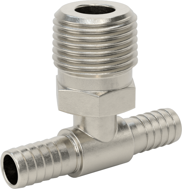 Gıda ve İçecek için Paslanmaz Çelik Dikenli Boru Bağlantı Parçası, 3/8" Boru İç Çapı x 1/2 NPT Erkek için Hat Üstü T Adaptörü