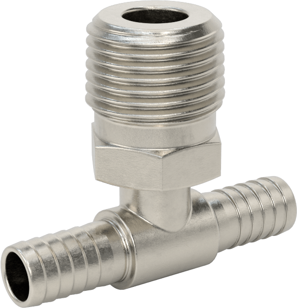Gıda ve İçecek için Paslanmaz Çelik Dikenli Boru Bağlantı Parçası, 3/8" Boru İç Çapı x 1/2 NPT Erkek için Hat Üstü T Adaptörü