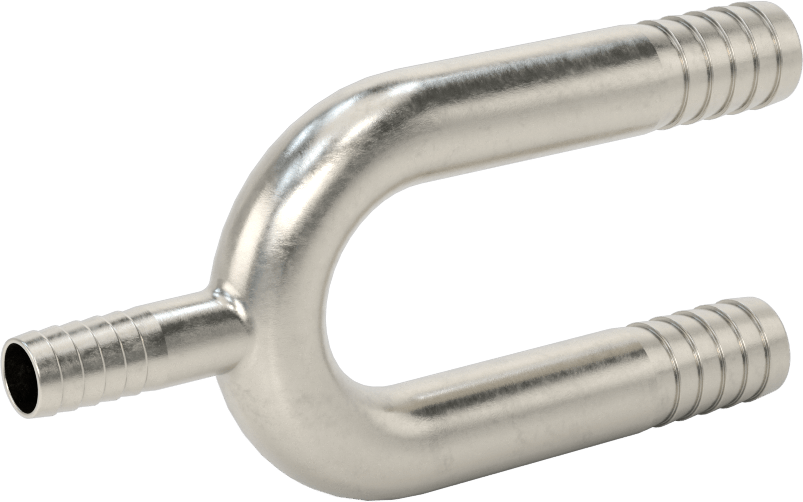 Gıda ve İçecek için Paslanmaz Çelik Dikenli Boru Bağlantı Parçası, 3/8“ x 1/4” İç Çaplı Boru için Y Redüktör