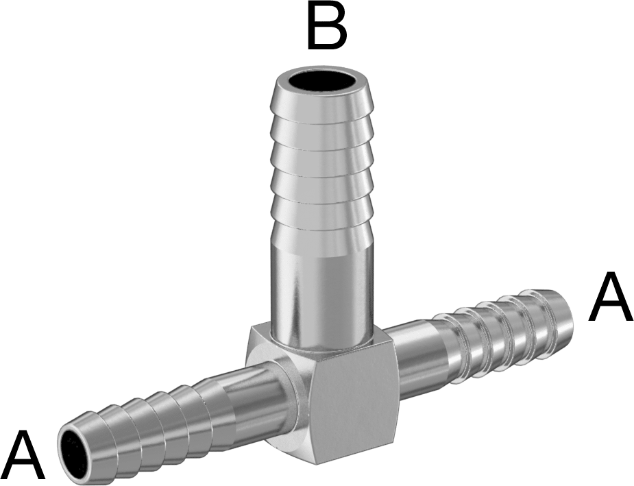Gıda ve İçecek için Paslanmaz Çelik Dikenli Boru Bağlantı Parçası, 1/4“ x 3/8” İç Çaplı Boru için Hat Üstü T Redüktör