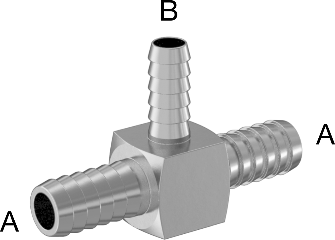 Gıda ve İçecek için Paslanmaz Çelik Dikenli Boru Bağlantı Parçası, 3/8“ x 1/4” Boru İç Çapı için Hat Üstü T Redüktör