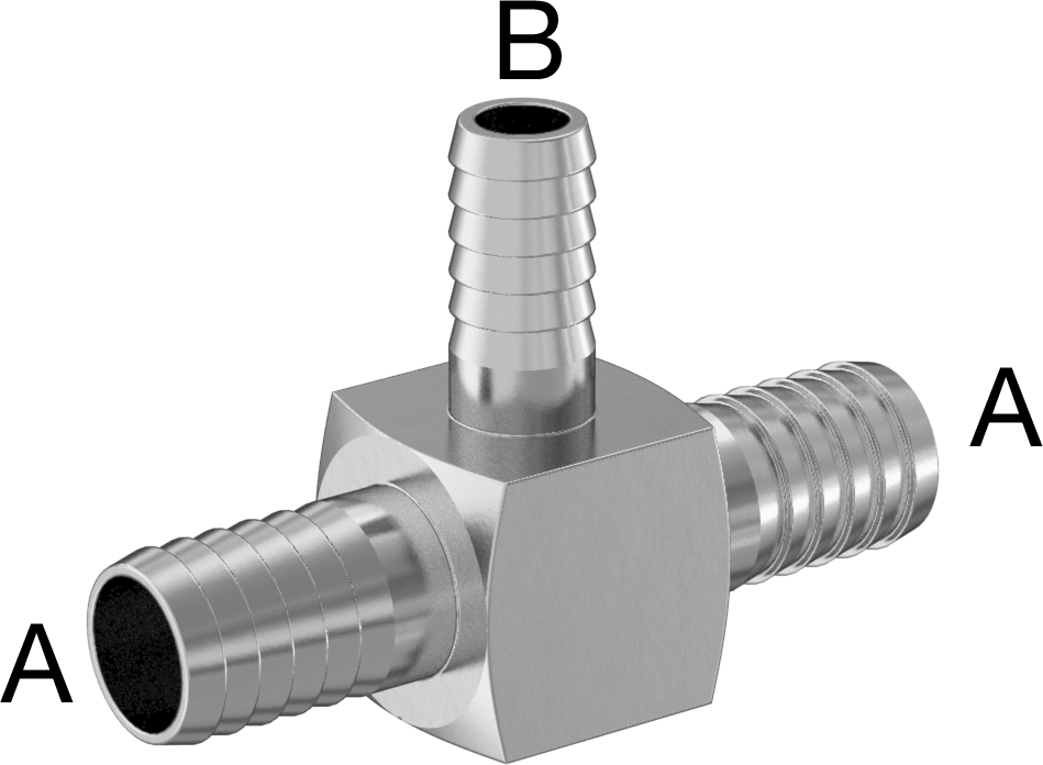 Gıda ve İçecek için Paslanmaz Çelik Dikenli Boru Bağlantı Parçası, 1/2“ x 3/8” İç Çaplı Boru için Hat Üstü T Redüktör