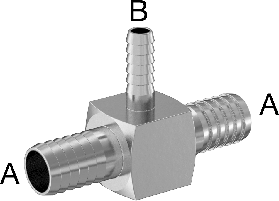 Gıda ve İçecek için Paslanmaz Çelik Dikenli Boru Bağlantı Parçası, 1/2“ x 1/4” İç Çaplı Boru için Hat Üstü T Redüktör