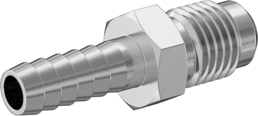 Gıda ve İçecek için Paslanmaz Çelik Dikenli Boru Bağlantı Parçası, 1/4“ Boru İç Çapı x 1/4” Boru Dış Çapı Erkek Konik Adaptörü