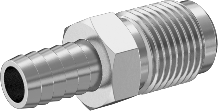 Gıda ve İçecek için Paslanmaz Çelik Dikenli Boru Bağlantı Parçası, 3/8“ İç Çaplı Boru x 3/8” Dış Çaplı Boru Erkek Konik Adaptör
