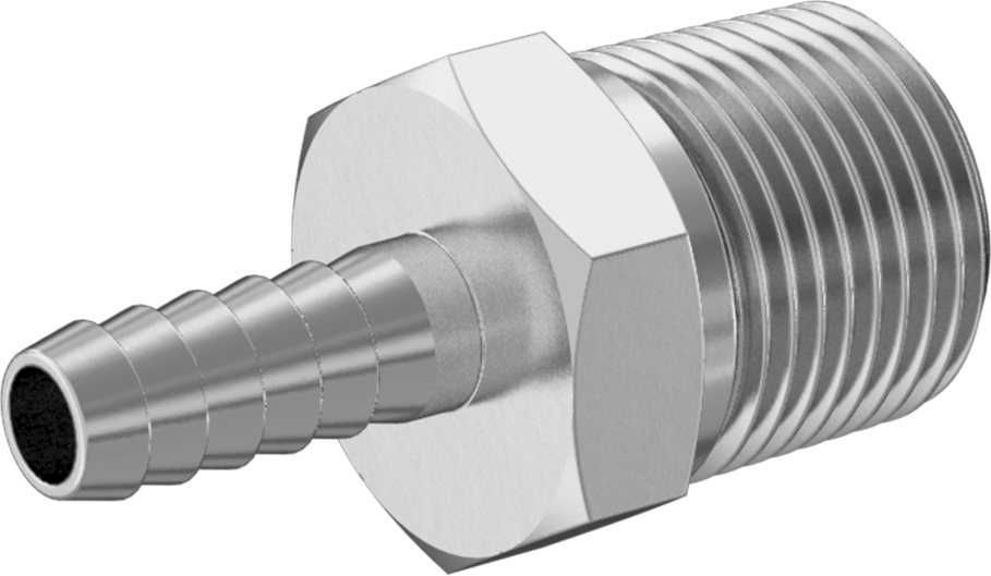Gıda ve İçecek için Paslanmaz Çelik Dikenli Boru Bağlantı Parçası, 1/4" Boru İç Çap x 3/8 NPT Erkek için Düz Adaptör