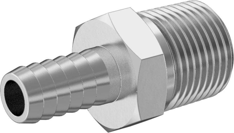 Gıda ve İçecek için Paslanmaz Çelik Dikenli Boru Bağlantı Parçası, 3/8" Boru İç Çapı x 3/8 NPT Erkek için Düz Adaptör