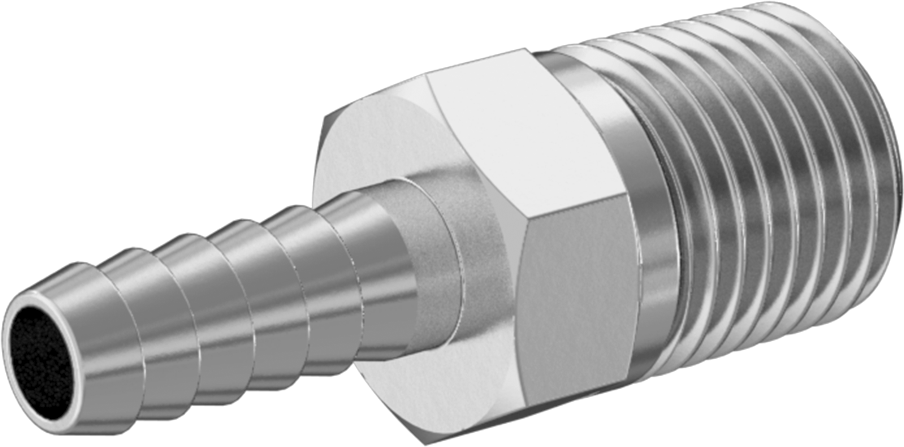 Gıda ve İçecek için Paslanmaz Çelik Dikenli Boru Bağlantı Parçası, 1/4" Boru İç Çapı x 1/4 NPT Erkek için Düz Adaptör