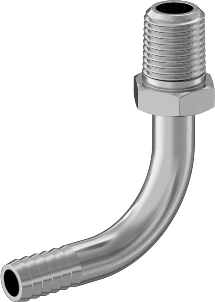 Gıda ve İçecek için Paslanmaz Çelik Dikenli Boru Bağlantı Parçası, 90 Derece Kavisli Dirsek, 3/8" boru iç çapı x 1/4 NPT erkek