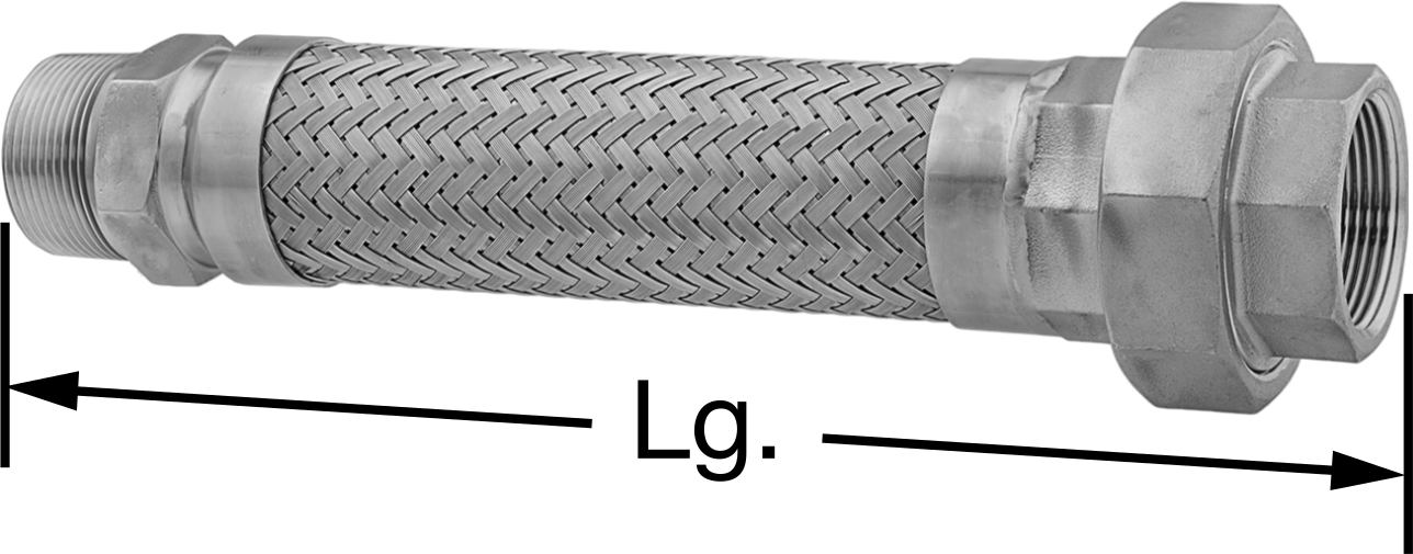 Ekstra Esnek Aşırı Sıcaklık 316 Paslanmaz Çelik Hortum, 3/4 NPT Erkek x 3/4 NPT Dişi Bağlantı Elemanları ile
