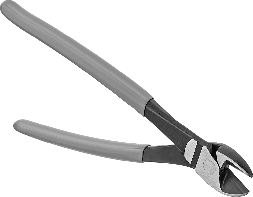 Oval Başlı ve Yastıklı Tutamaklı Tel Kesiciler, 9-3/4" Toplam Uzunluk, 12 Derece Baş Ofset Açısı