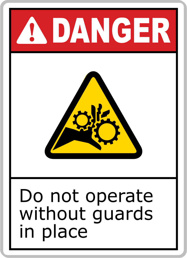 Danger—Do Not

Operate Without

Guards in Place

(English)—Red

Header