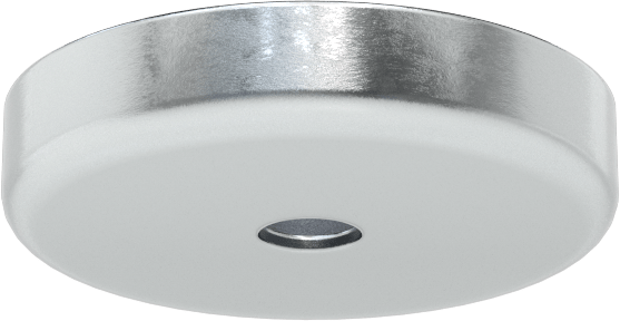 Dişsiz Delikli Kapalı Seramik Mıknatıs, Çinko Kaplı Çelik Kasa, 10 mm Kalınlık, 50 mm OD