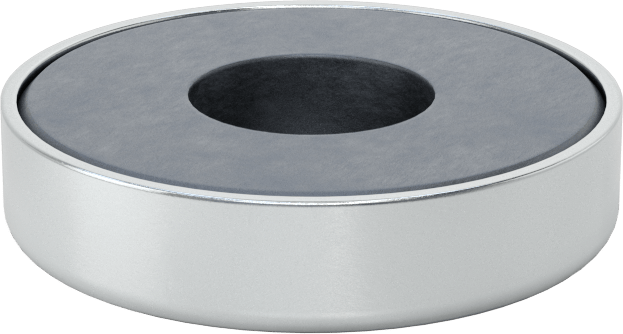 Dişsiz Delikli Kapalı Seramik Mıknatıs, Çinko Kaplı Çelik Kasa, 18 mm Kalınlık, 80 mm OD