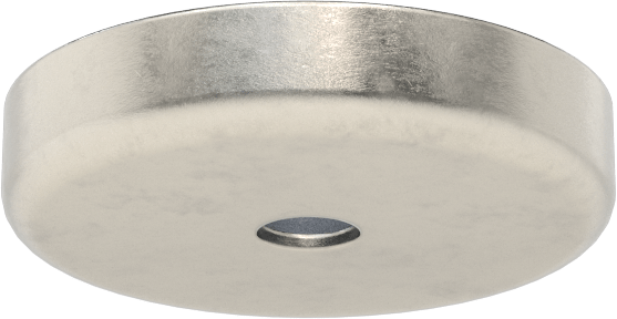 Dişsiz Delikli Kapalı Seramik Mıknatıs, Paslanmaz Çelik Kasa, 10 mm Kalınlık, 50 mm OD