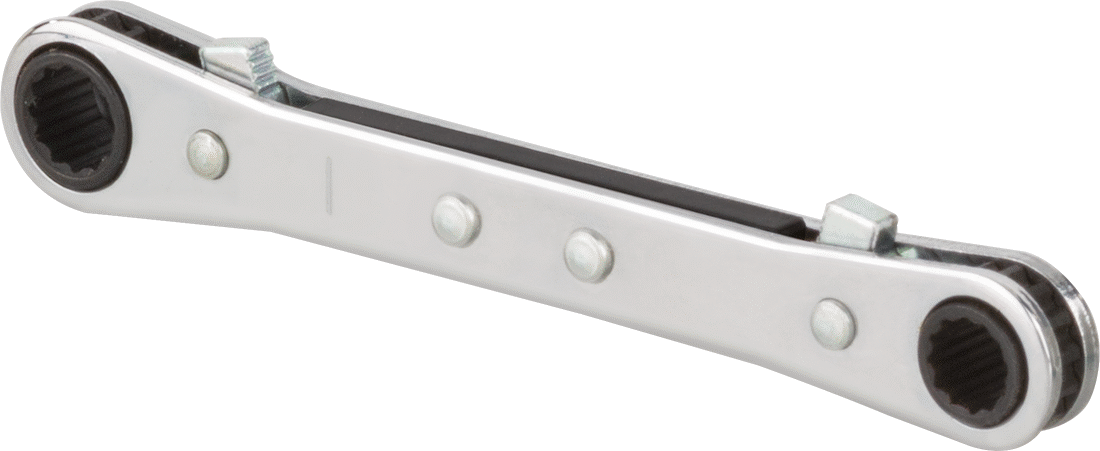 İki Başlı Cırcırlı Kutu Anahtarı, 12 Noktalı Açıklıklı, 7 mm x 8 mm Boyut, 4-3/8" Toplam Uzunluk