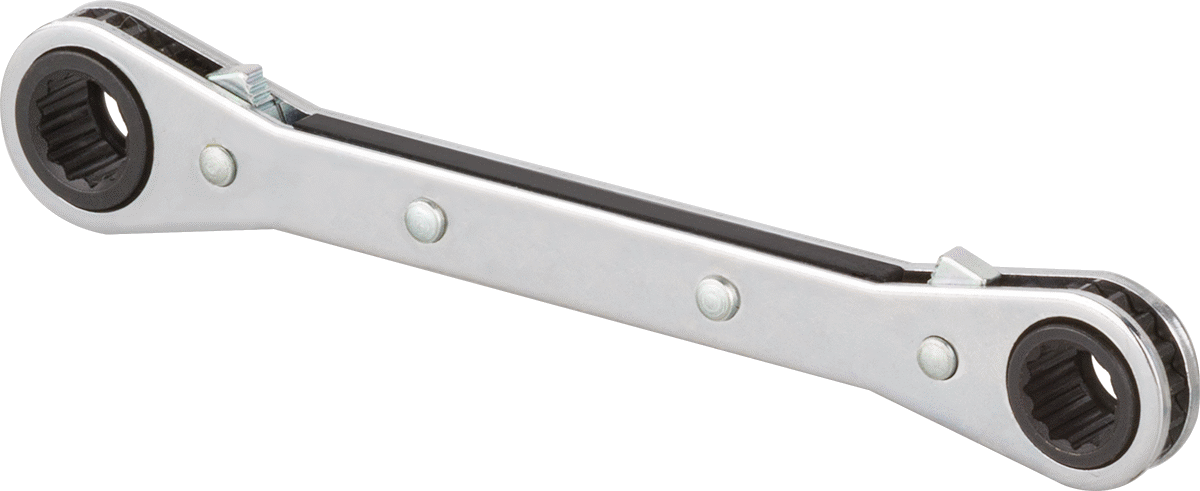 İki Başlı Cırcırlı Kutu Anahtarı, 12 Noktalı Açıklıklı, 9 mm x 10 mm Boyut, 5-1/2" Uzunluk