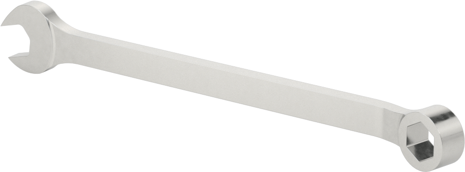 Kısa Kombine Anahtar, 6 Noktalı Açıklıklarla, 3/8" Boyut, 6-1/4" Uzunluk, Mat Krom Kaplama
