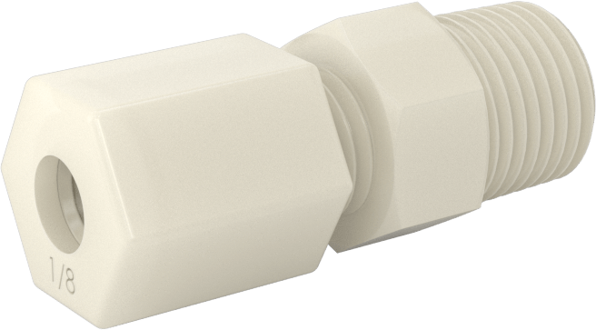Su için Plastik Sıkıştırma Borusu Bağlantı Parçası, 1/8" Boru Dış Çapı x 1/8 NPT Erkek için Düz Adaptör