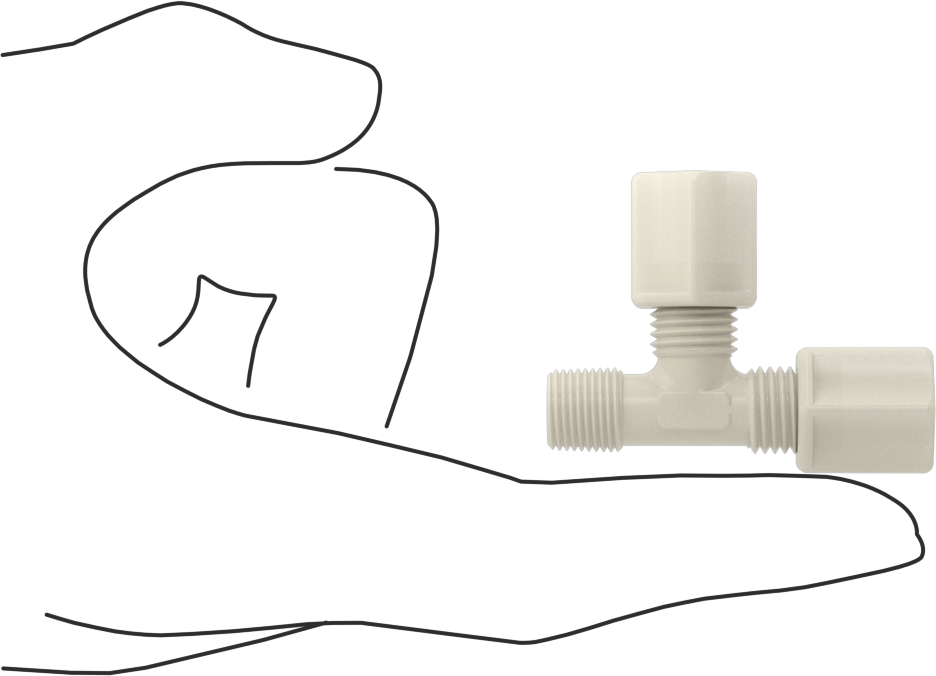 Su için Plastik Sıkıştırma Borusu Bağlantı Parçası, 1/4" x 1/8 NPT Erkek Dik Açılı T