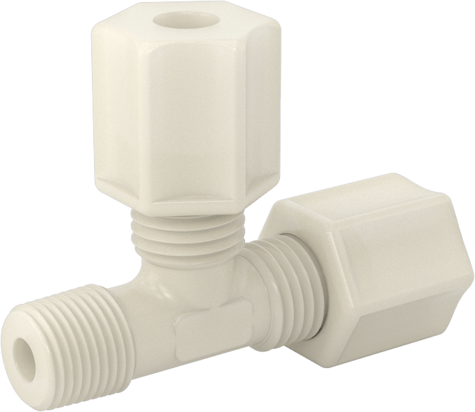 Su için Plastik Sıkıştırma Borusu Bağlantı Parçası, 1/4" x 1/8 NPT Erkek Dik Açılı T