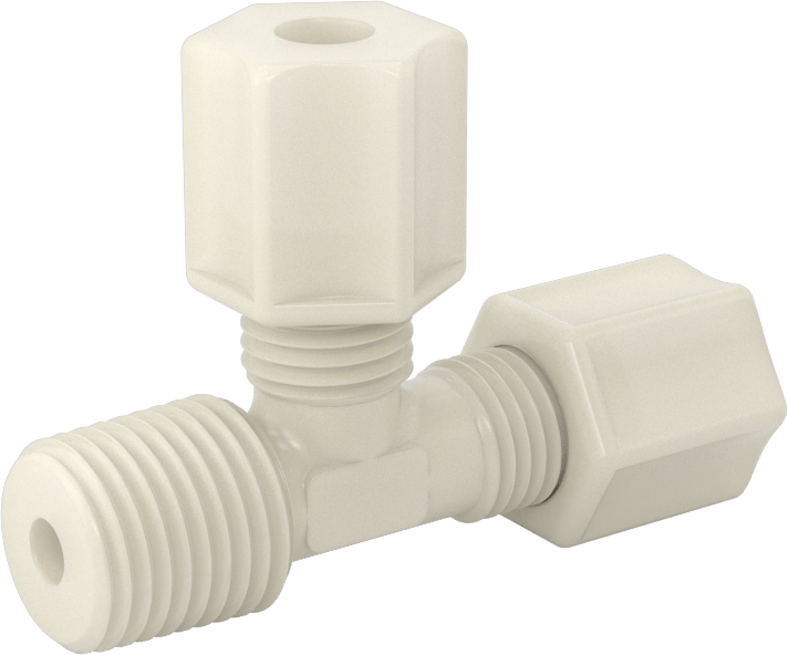 Su için Plastik Sıkıştırma Borusu Bağlantı Parçası, 1/4" Dış Çap x 1/4 NPT Erkek için Dik Açı T