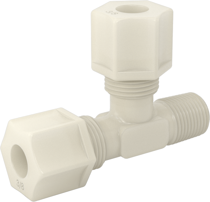 Su için Plastik Sıkıştırma Borusu Bağlantı Parçası, 3/8" Dış Çaplı Boru x 1/4 NPT Erkek için Dik Açı T