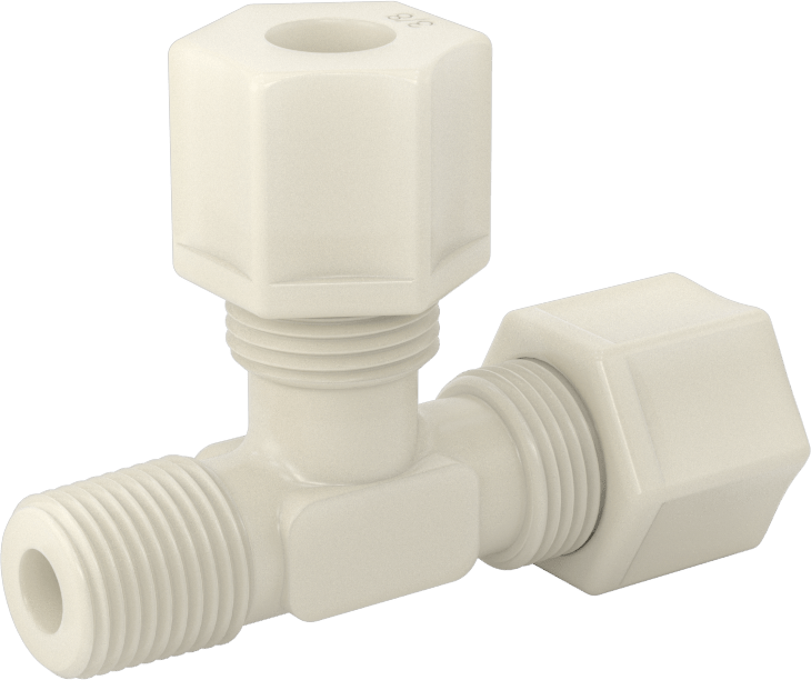Su için Plastik Sıkıştırma Borusu Bağlantı Parçası, 3/8" Dış Çaplı Boru x 1/4 NPT Erkek için Dik Açı T