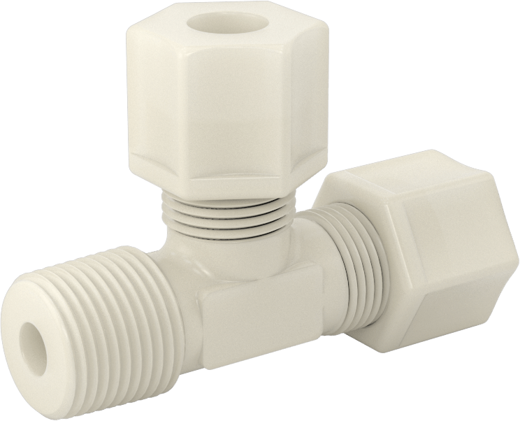 Su için Plastik Sıkıştırma Borusu Bağlantı Parçası, 3/8" Boru Dış Çapı x 3/8 NPT Erkek için Dik Açı T