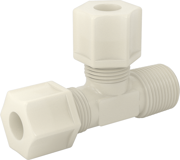 Su için Plastik Sıkıştırma Borusu Bağlantı Parçası, 3/8" Boru Dış Çapı x 3/8 NPT Erkek için Dik Açı T