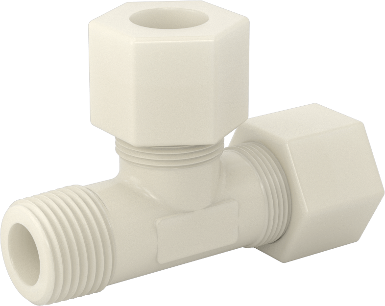 Su için Plastik Sıkıştırma Borusu Bağlantı Parçası, 5/8" Dış Çaplı Boru x 1/2 NPT Erkek için Dik Açı T Parçası
