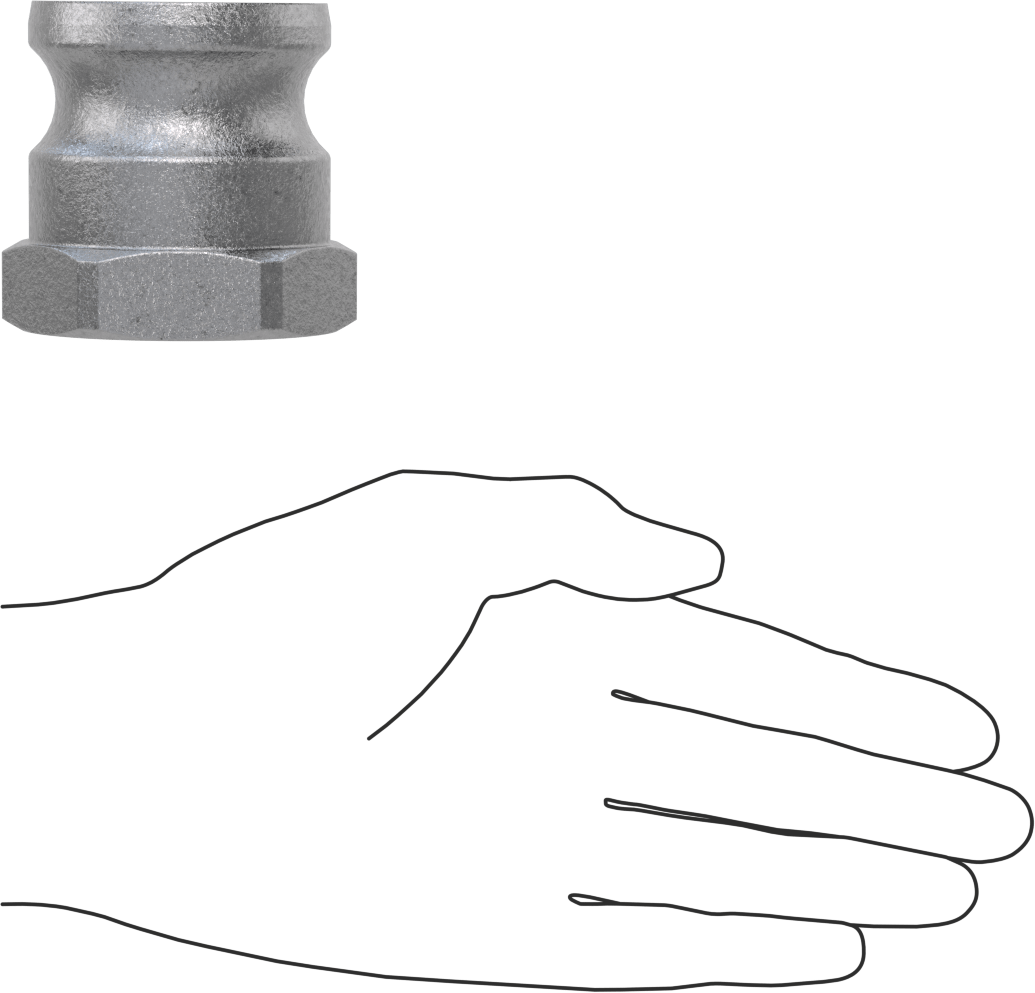 Aşındırıcı Malzeme için Kam ve Yivli Hortum Bağlantısı, Düz Plug, 1-1/2 Kaplin Boyutu, 1-1/2 NPT Dişi