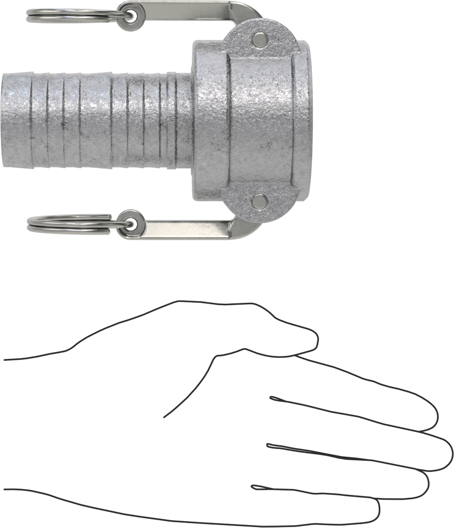 Aşındırıcı Malzeme için Kam ve Yivli Hortum Bağlantısı, Düz Soket, 1-1/2 Kaplin Boyutu, 1-1/2" Hortum İç Çapı için