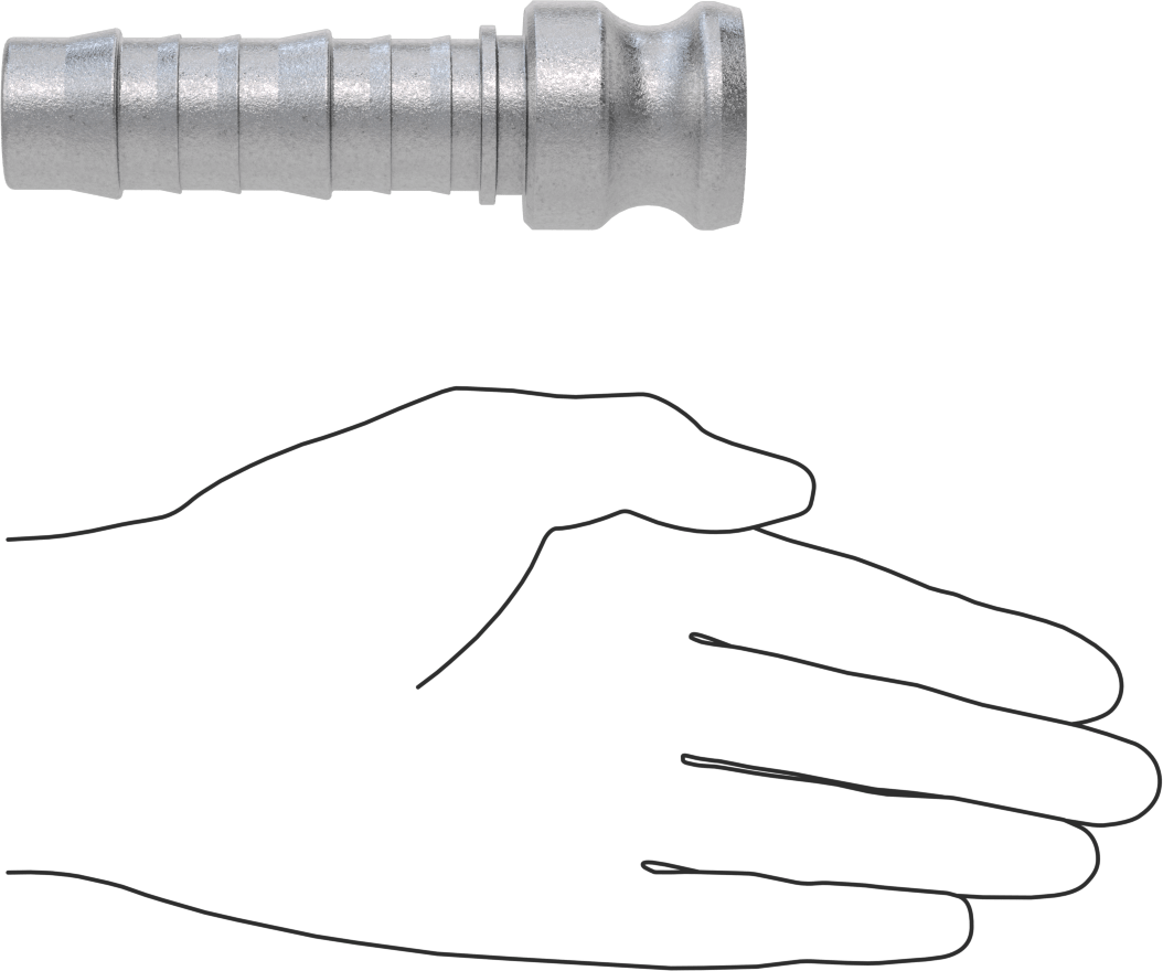 Aşındırıcı Malzeme için Kam ve Yivli Hortum Bağlantısı, Düz Plug, 1 Kaplin Boyutu, 1" Hortum İç Çapı için