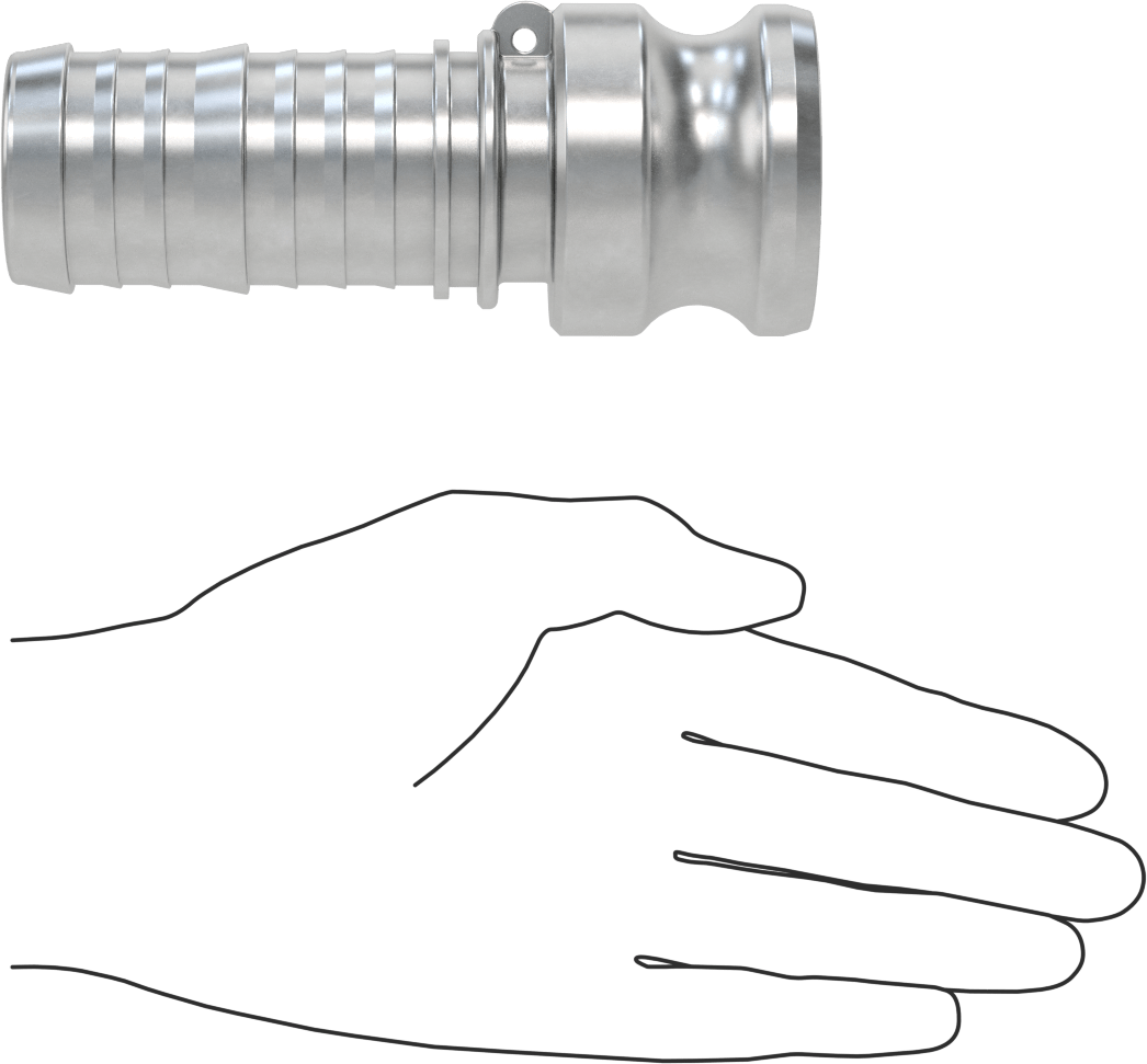 Aşındırıcı Malzeme için Kam ve Yivli Hortum Bağlantısı, Düz Plug, 1-1/2 Kaplin Boyutu, 1-1/2" Hortum İç Çapı için