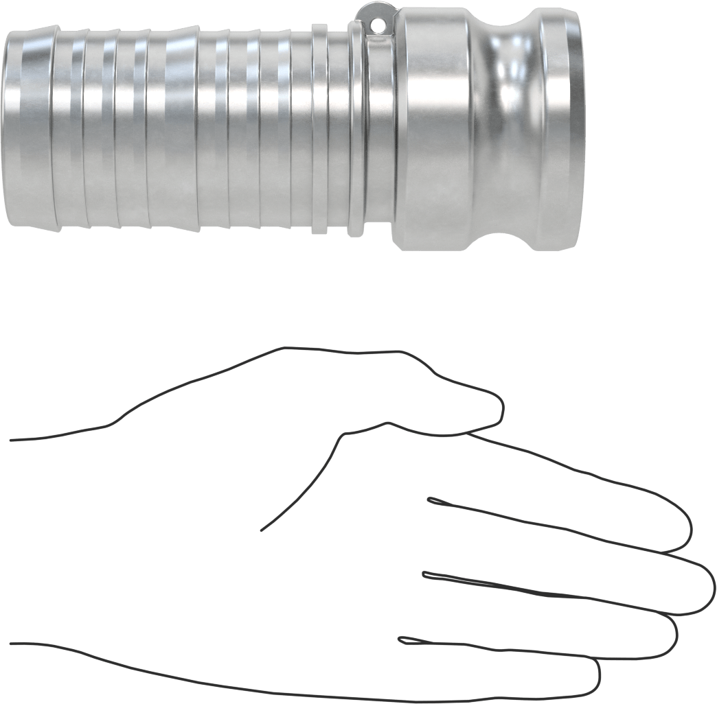 Aşındırıcı Malzeme için Kam ve Yivli Hortum Bağlantısı, Düz Plug, 2 Bağlantı Parçası Boyutu, 2" Hortum İç Çapı için