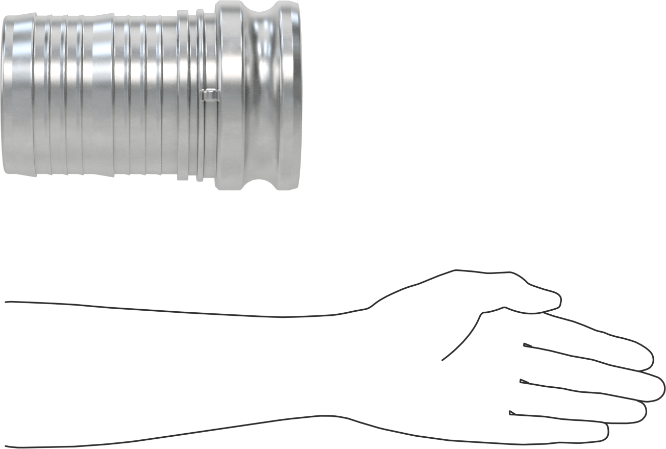 Aşındırıcı Malzeme için Kam ve Yivli Hortum Bağlantısı, Düz Plug, 4 Kaplin Boyutu, 4" hortum iç çapı için