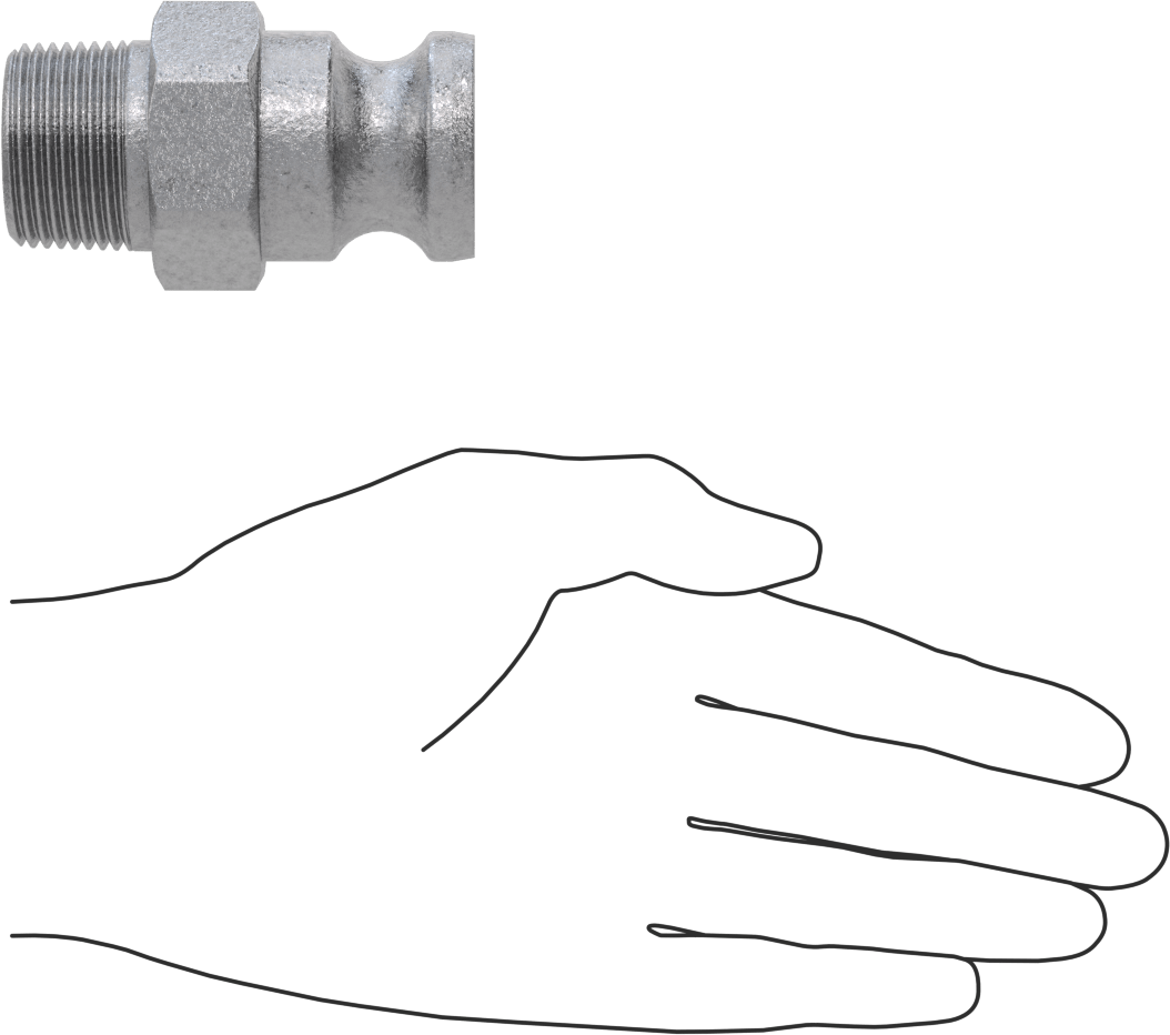 Aşındırıcı Malzeme için Kam ve Yivli Hortum Bağlantısı, Düz Plug, 1 Kaplin Boyutu, 1 NPT Erkek