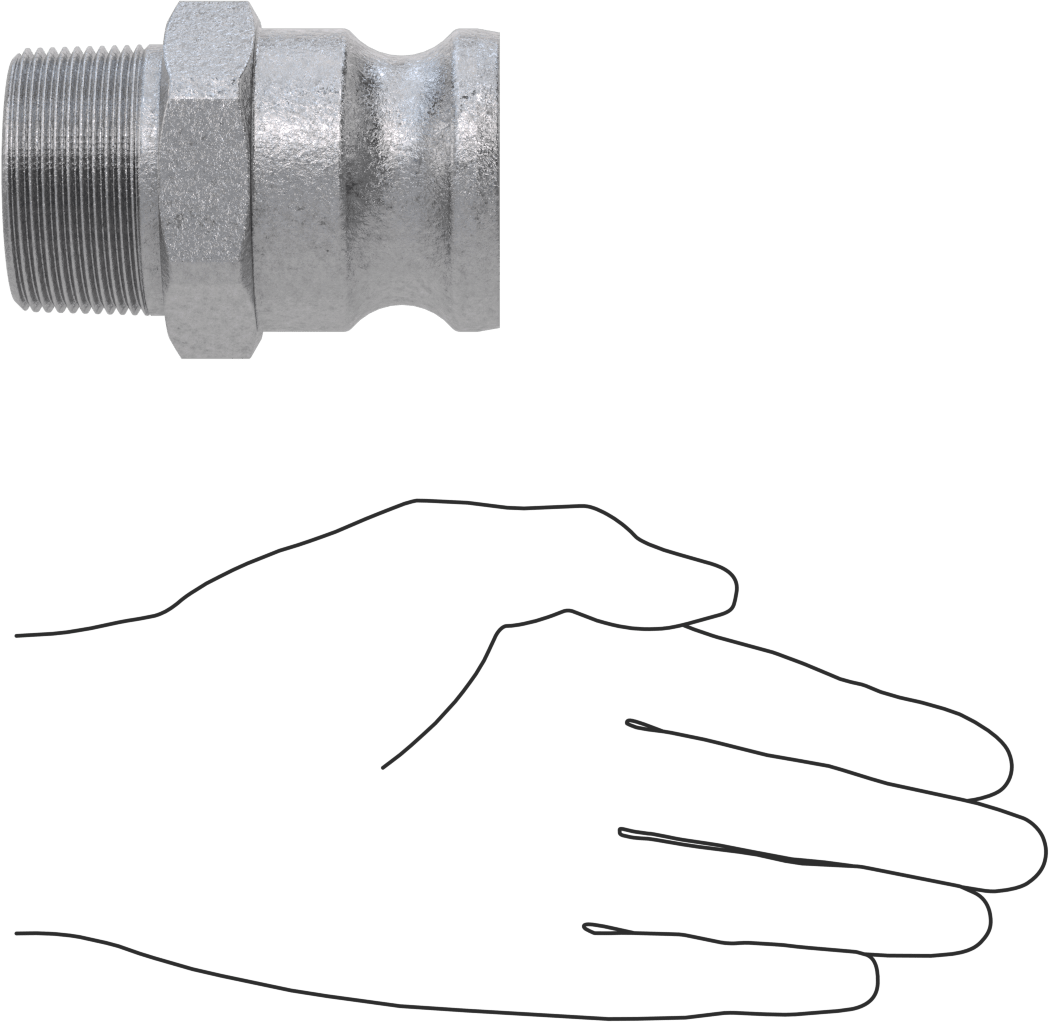 Aşındırıcı Malzeme için Kam ve Yivli Hortum Bağlantısı, Düz Plug, 1-1/2 Kaplin Boyutu, 1-1/2 NPT Erkek