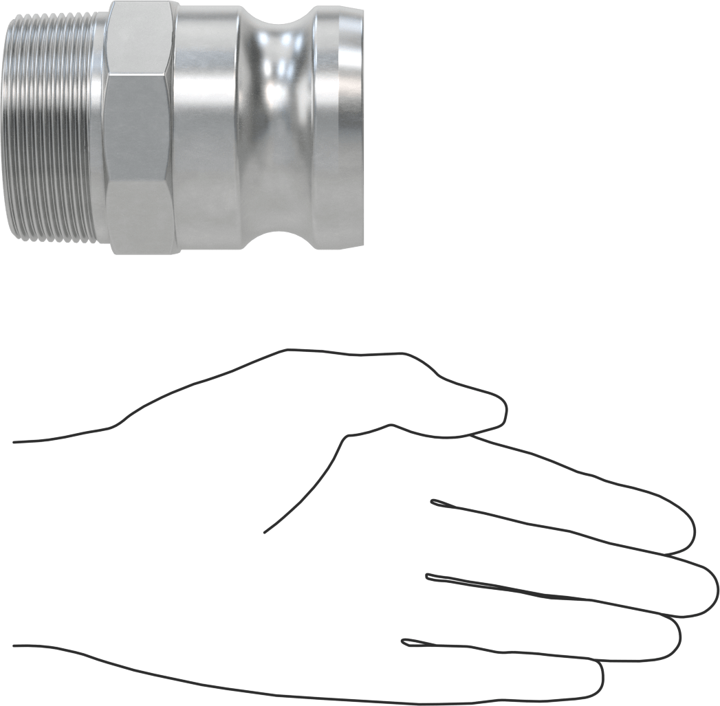 Aşındırıcı Malzeme için Kam ve Yivli Hortum Bağlantısı, Düz Plug, 2 Bağlantı Parçası Boyutu, 2 NPT Erkek